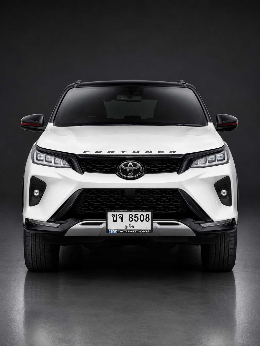 White Toyota Fortuner from the front